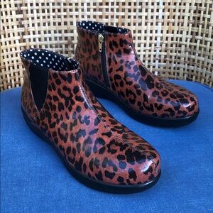 ALLEGRIA by PG Lite Women’s Zip-up Rain Bootie Animal Print UK 39 US 8.5